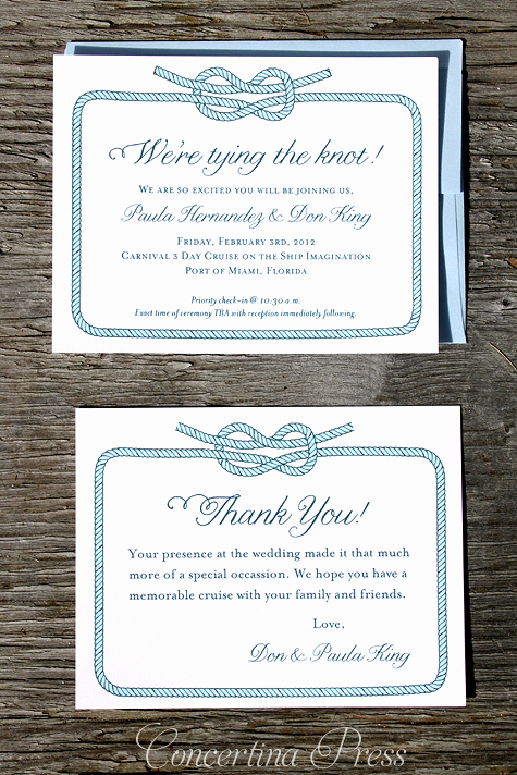 Cruise Ship Wedding Invitation Fresh Concertina Press Stationery and Invitations Tying the