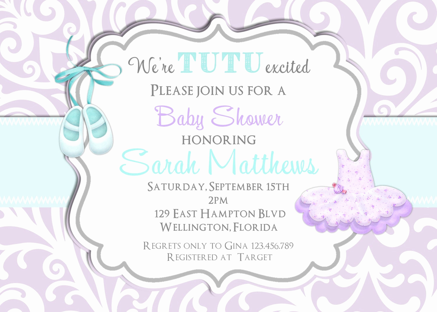 Cute Baby Shower Invitation Ideas Inspirational Tutu Cute Baby Shower Invitation Ballerina Bkue and Lavender