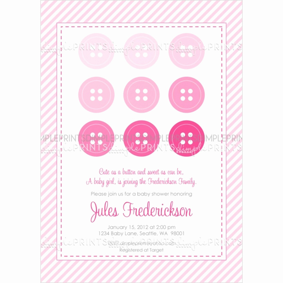 Cute Baby Shower Invitation Wording Best Of Cute as A button Baby Shower or Birthday Invite Dimple