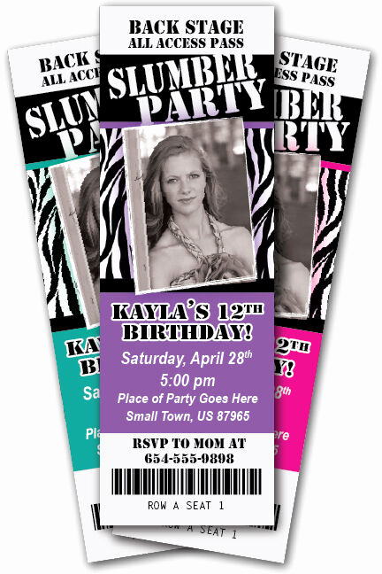 Cute Birthday Invitation Ideas Fresh Slumber Party Invitation Zebra Print Ticket Invite