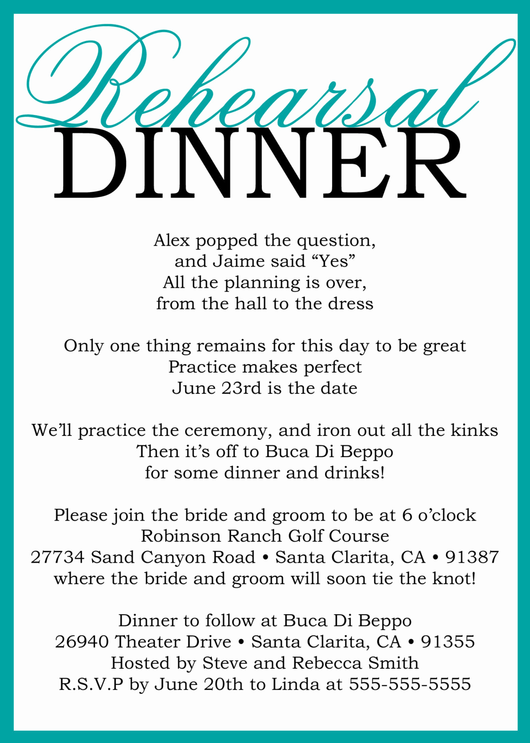 Cute Rehearsal Dinner Invitation Wording Awesome Custom Printable Wedding Rehearsal Dinner Poem Invitation