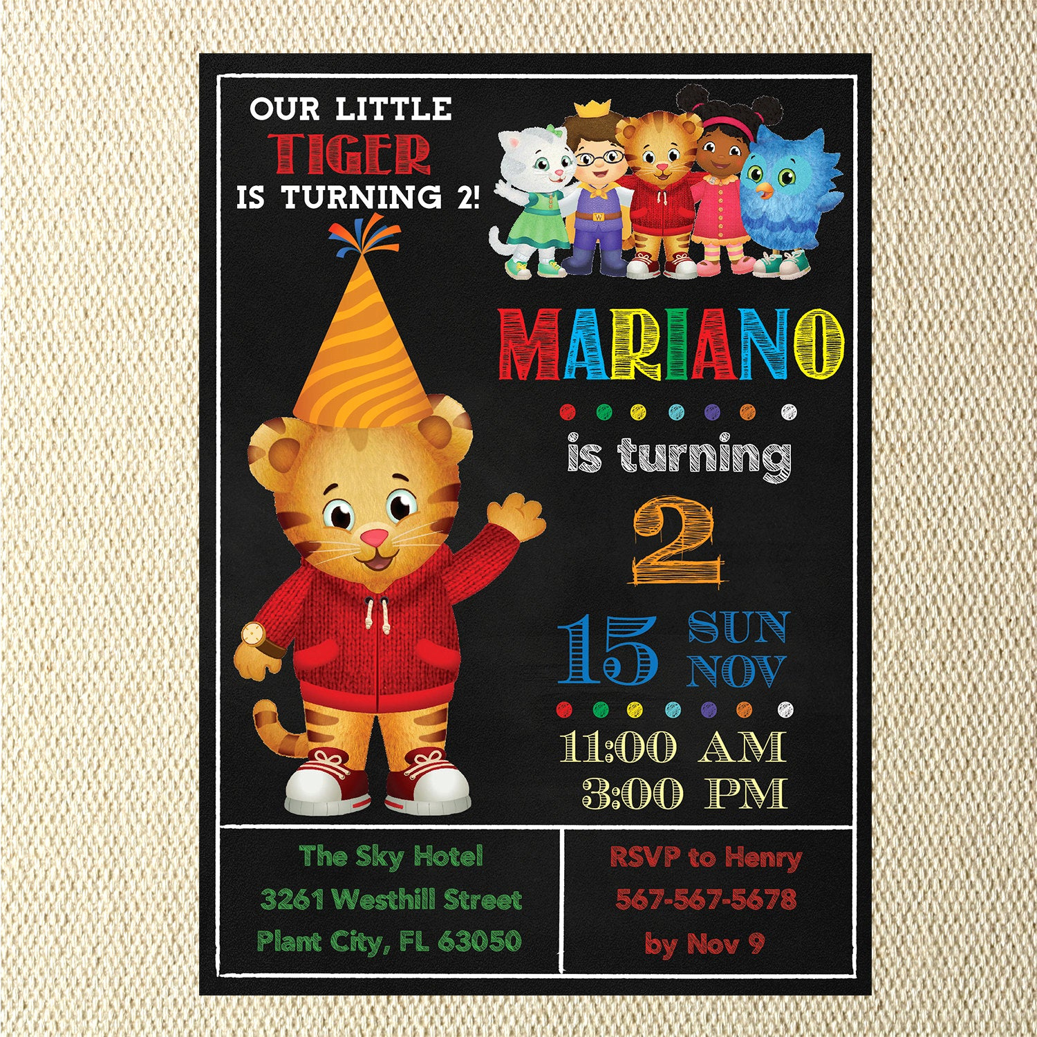 Daniel Tiger Birthday Invitation Elegant Daniel Tiger Invitation Daniel Tiger Birthday by