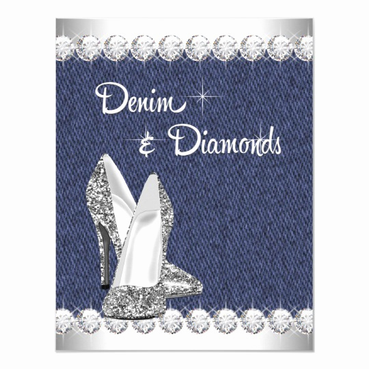 Denim and Diamonds Invitation Templates Best Of Denim and Diamonds Birthday Party Invitations