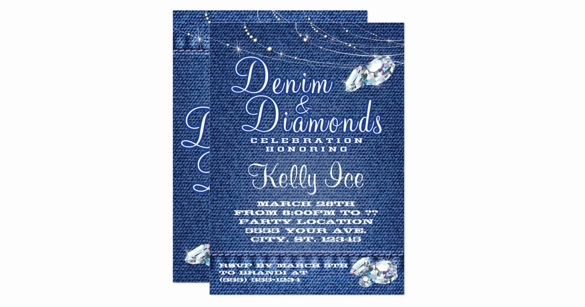 Denim and Diamonds Invitation Templates Best Of Denim and Diamonds Party Invitations