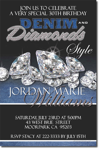 Denim and Diamonds Invitation Templates Luxury Denim and Diamonds Party Invitations