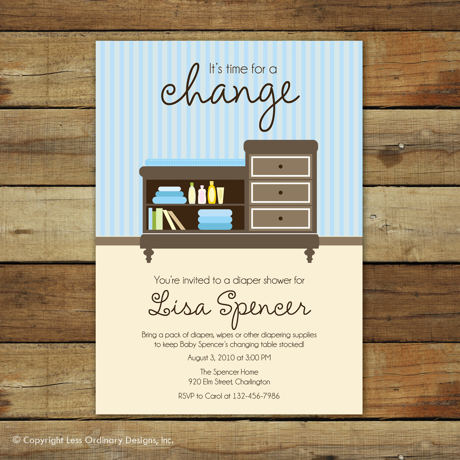 diaper shower invitation changing table