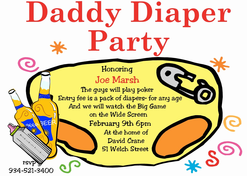 Diaper Party Invitation Template Best Of Daddy Diaper Party Invitations New Selections Spring 2018