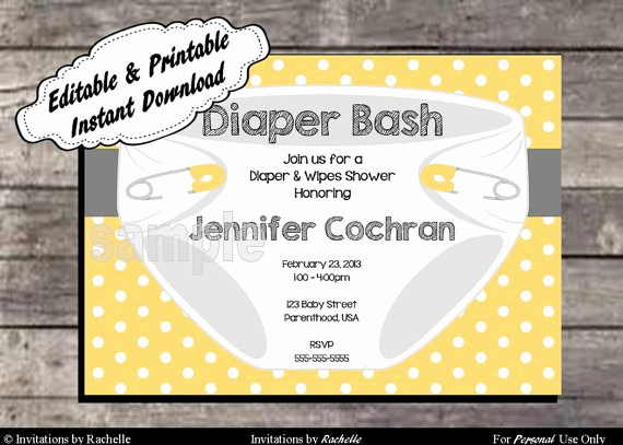 Diaper Party Invitation Templates Elegant Diaper Party Invitations Printable