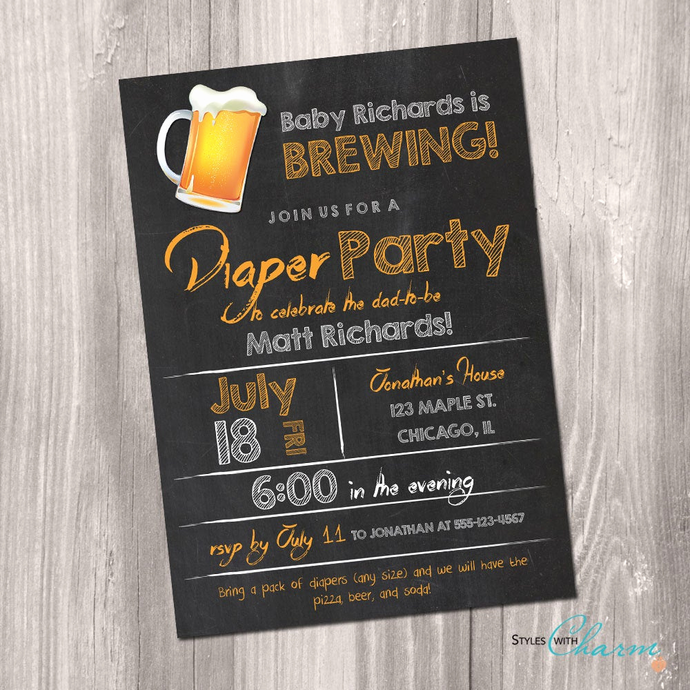 Diaper Party Invitation Wording Lovely Diaper Party Invitation Beer and Diaper Party Invitation