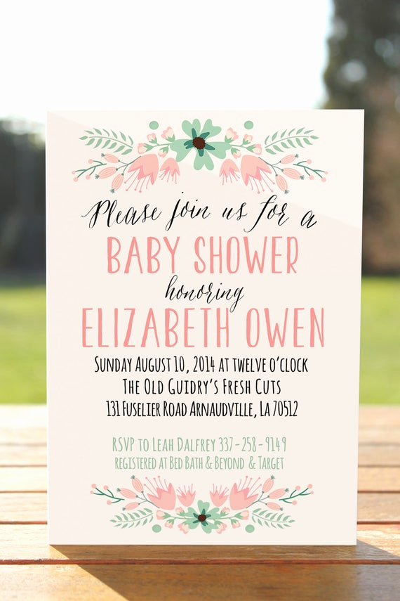 Diaper Shower Invitation Wording Inspirational Unique Baby Shower Invitation Floral Baby Shower Invite Baby