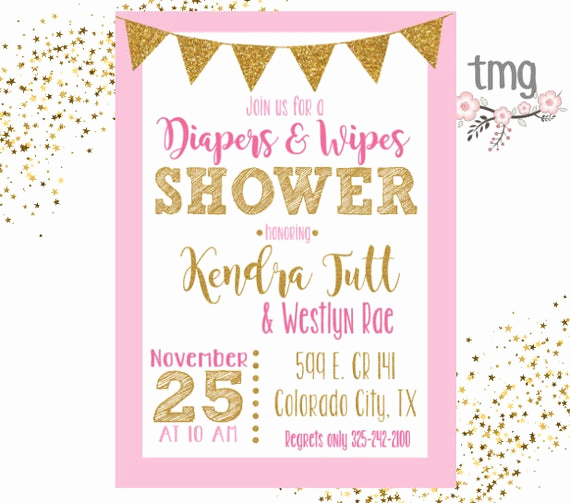 Diapers and Wipes Shower Invitation Fresh Diapers and Wipes Shower Invitation Baby Shower Pink and