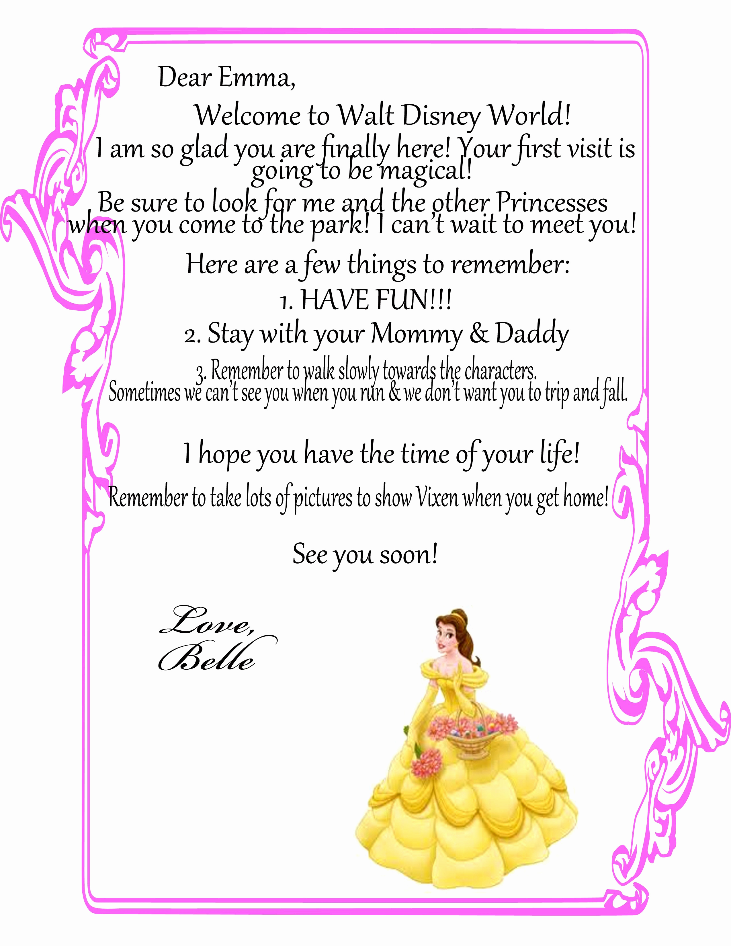 Disney World Invitation Letter Best Of A Wel E Letter From Your Child S Favorite Disney
