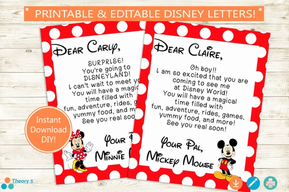 Disney World Invitation Letter New Disney Trip Reveal Letters Adobe Reader Editable Pdf