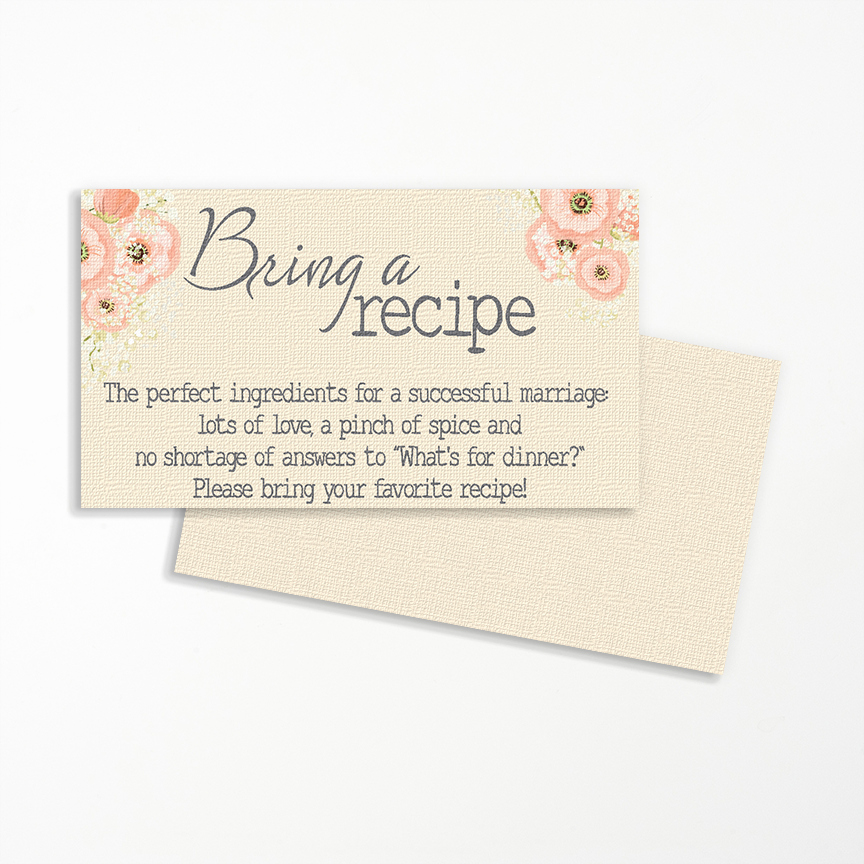 Display Bridal Shower Invitation Wording Fresh Bring A Recipe Invitation Insert