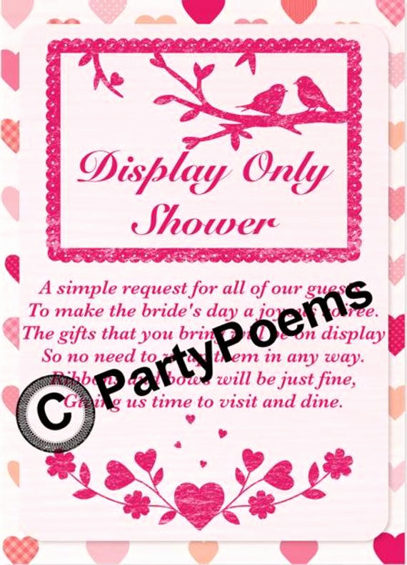Display Shower Invitation Wording Best Of Items Similar to Display Bridal Shower Poem Inserts Used