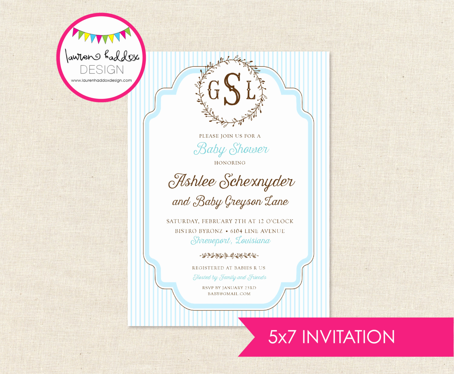 Diy Baby Shower Invitation Kits Awesome Diy Monogram Baby Shower Invitation Only