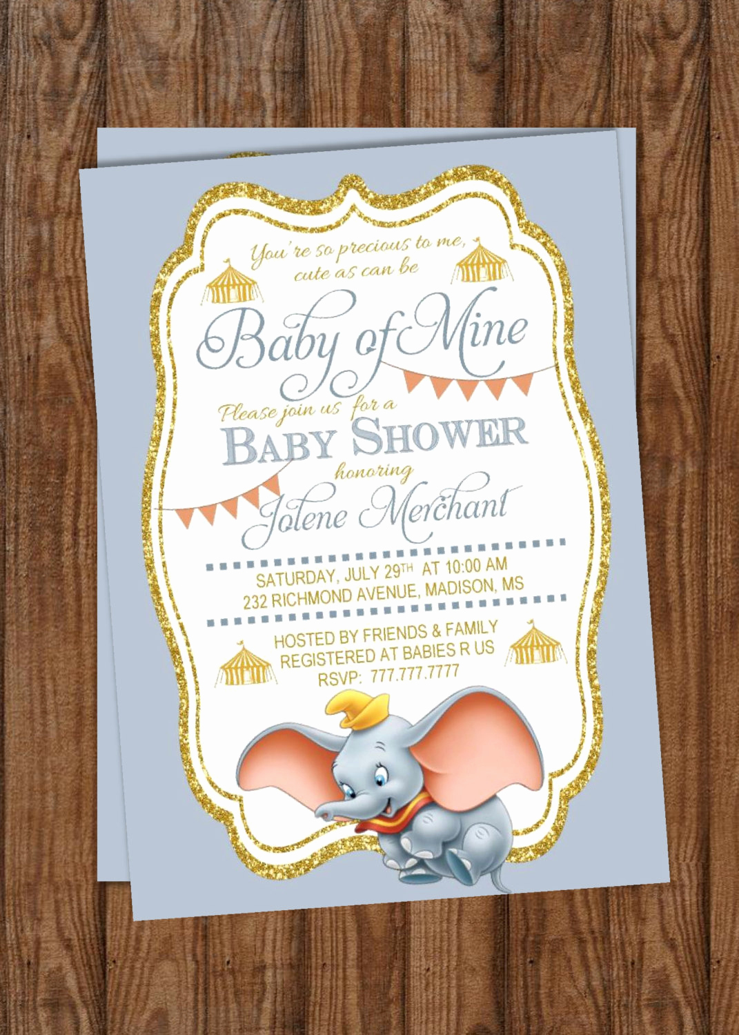 Diy Baby Shower Invitation Kits Fresh Diy Printable Baby Shower Invitation Baby Of Mine Dumbo Baby