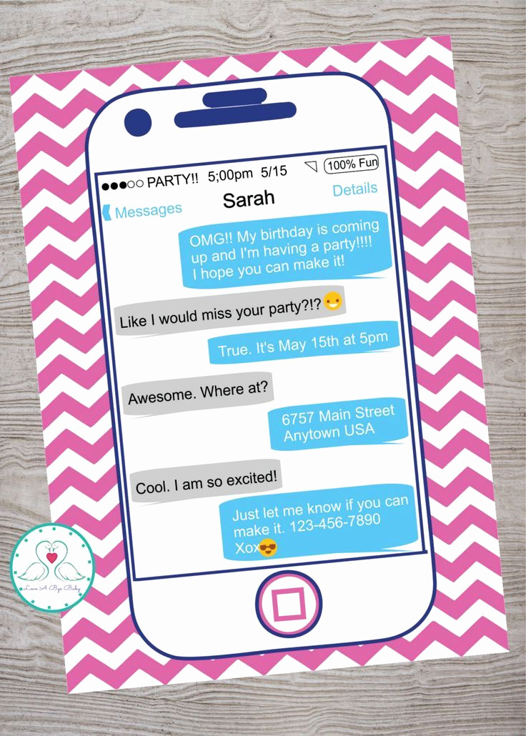 Diy Birthday Invitation Ideas Unique Smart Phone Cell Phone Emoji Emoticon Texting Teen Tween