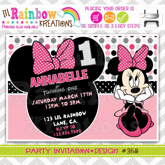 Diy Minnie Mouse Invitation Lovely 368 Diy Minnie Mouse 2 Party Invitation Thank You Card