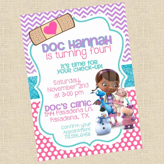 Doc Mcstuffin Invitation Template Inspirational Printable Diy Doc Mcstuffins Inspired by Partiesinbloom On