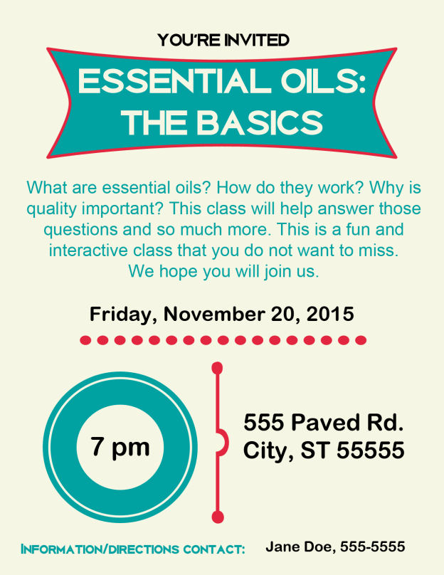 Doterra Essential Oil Class Invitation Lovely Yl Graphics