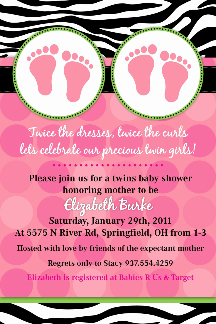 Double Baby Shower Invitation Wording Luxury Baby Shower Invites for Twin Girls
