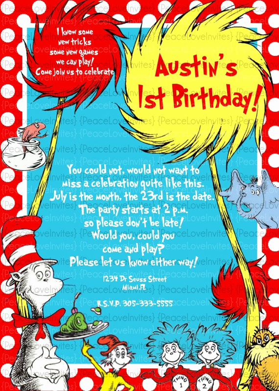 Dr Seuss Invitation Template Free Awesome 50 Best Dr Seuss Party Ideas Images On Pinterest