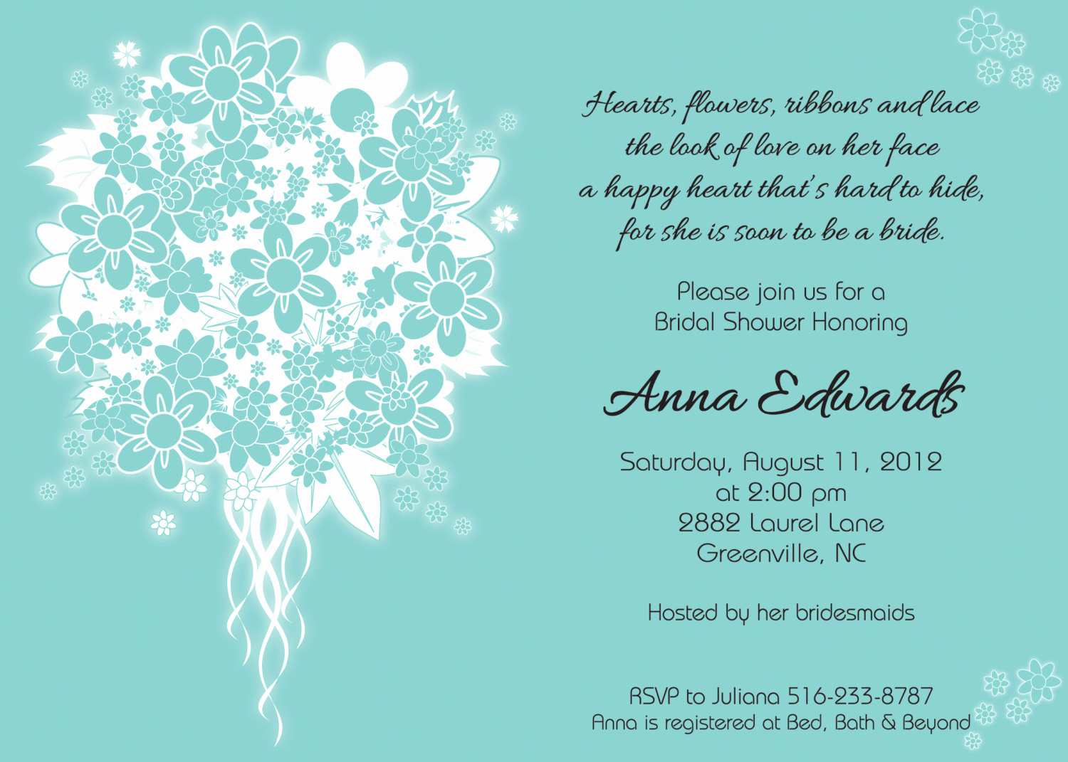 Drop In Shower Invitation Wording Best Of Aqua Blue and White Wedding Bouquet Bridal Shower Bridal
