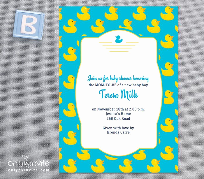 Duck Baby Shower Invitation Templates Lovely Free Printable Rubber Ducky Baby Shower Invitation