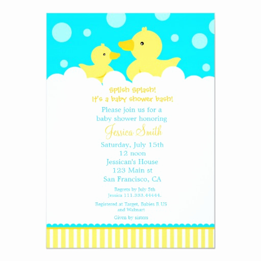 Duck Baby Shower Invitation Templates Lovely Rubber Ducky Duck Baby Shower Invitation