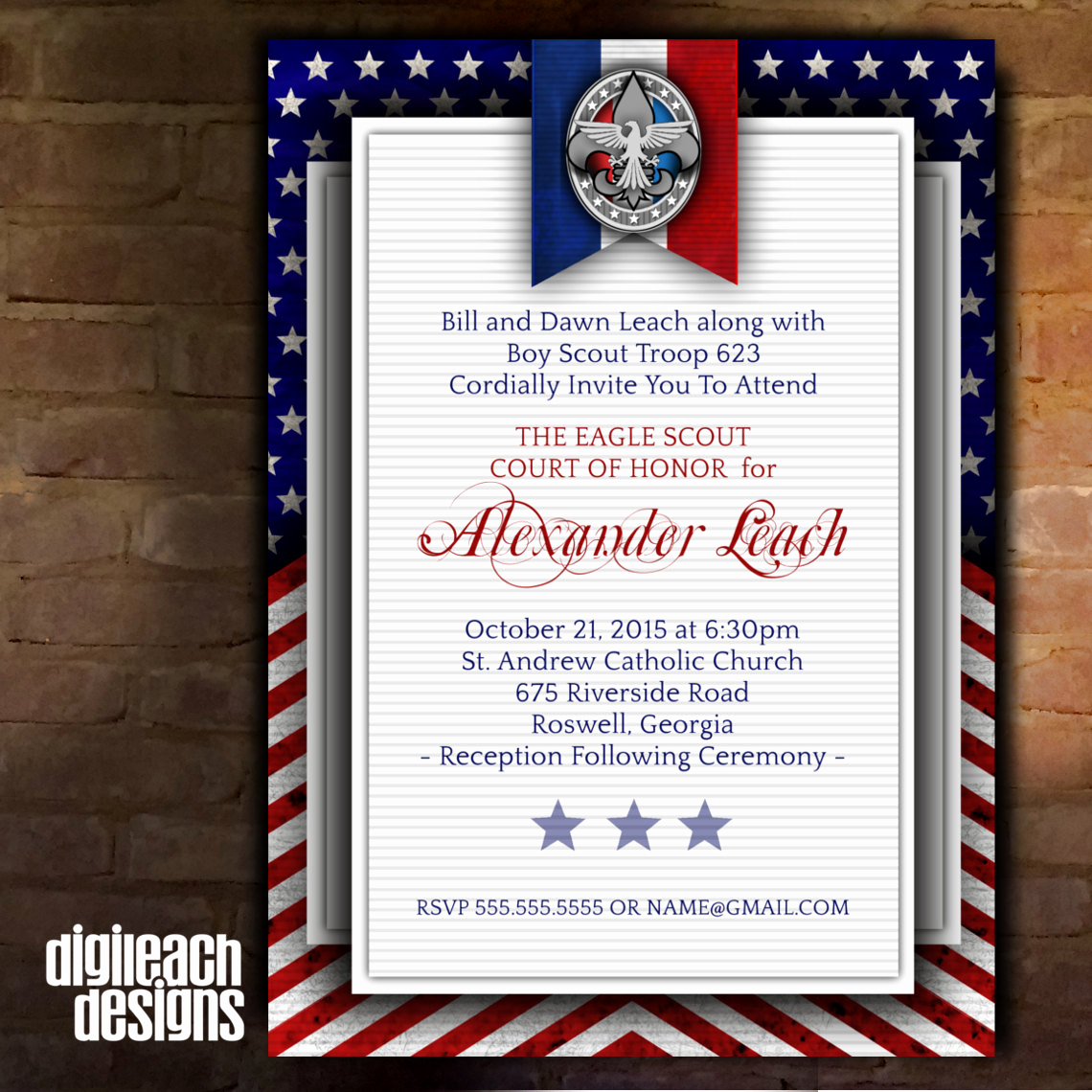 Eagle Scout Invitation Template Best Of Eagle Scout Court Of Honor Invitation by Digileachdesigns