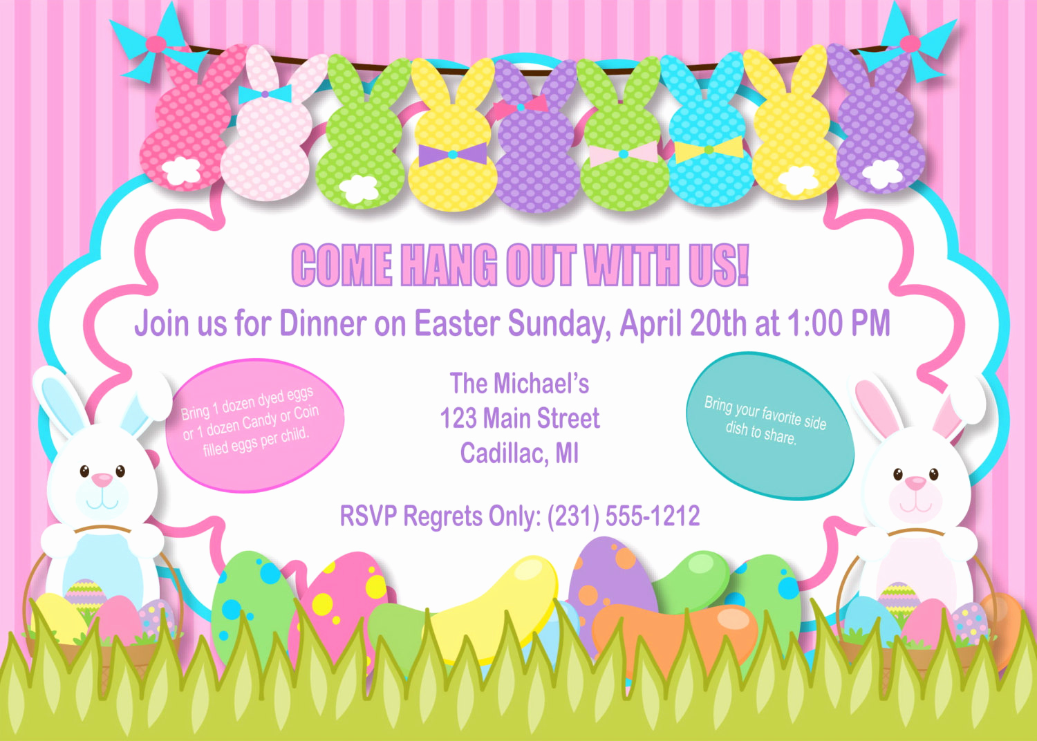 Easter Invitation Template Free Inspirational Bunnies Easter Invitation Bunnies Easter Party Invitation