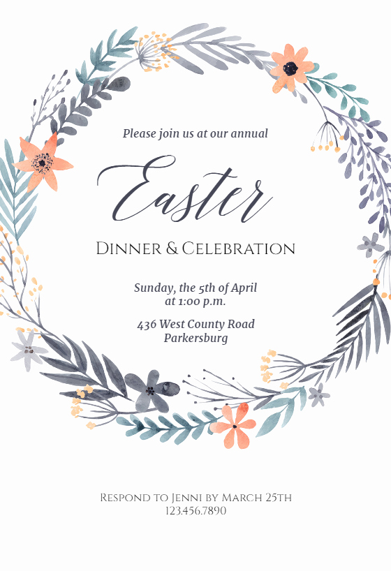Easter Invitation Template Free Unique Easter Wreath Easter Invitation Template Free