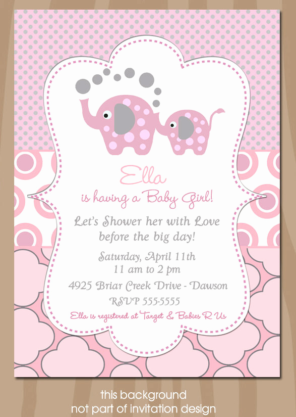 Elephant Baby Shower Invitation Beautiful Starlite Printables Invitations Stationery Unique
