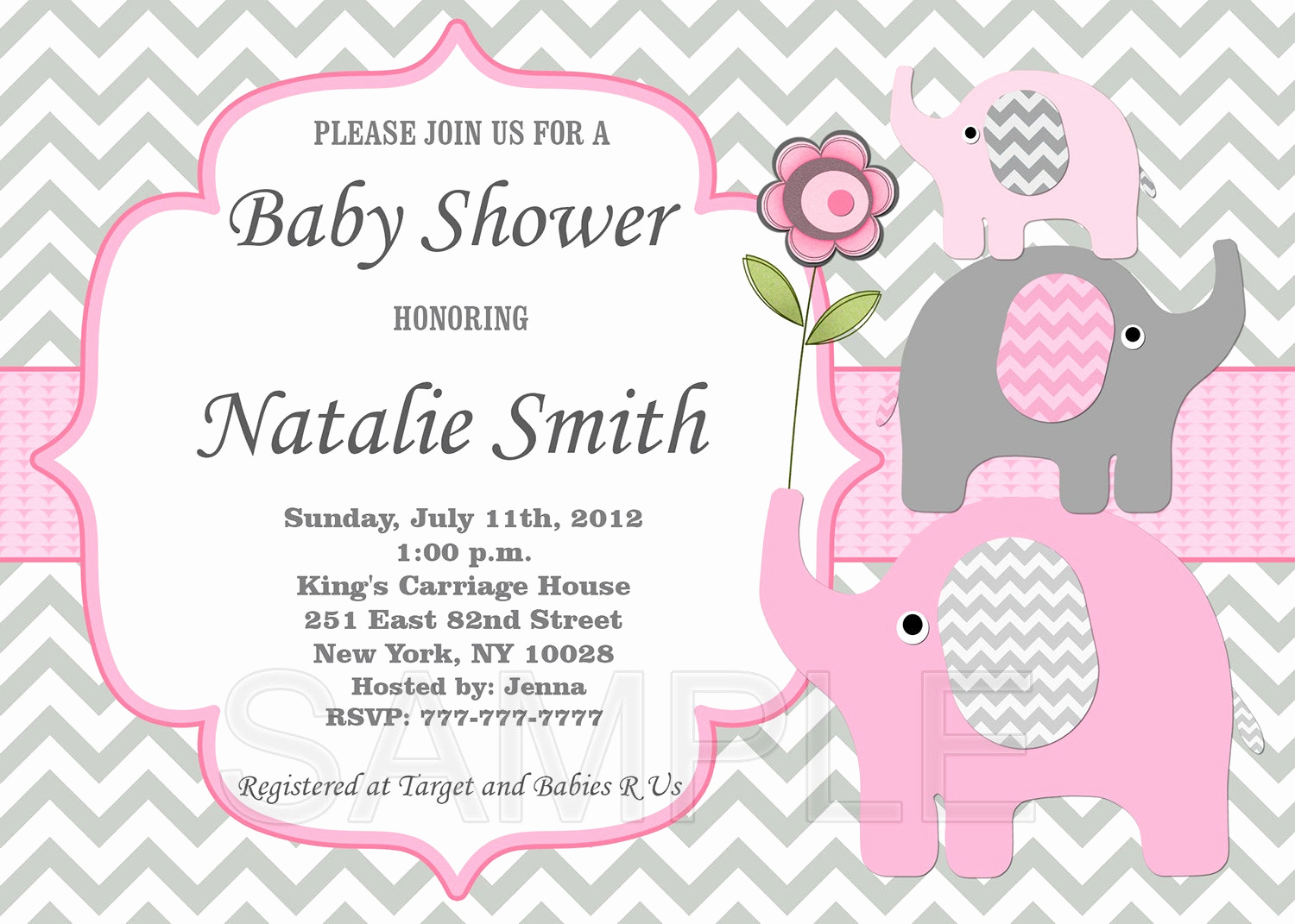 Elephant Baby Shower Invitation Elegant Girl Baby Shower Invitation Elephant Baby Shower by Diymyparty