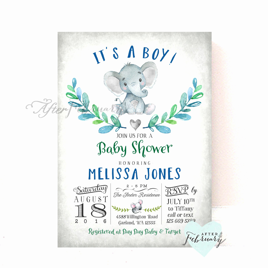 Elephant Baby Shower Invitation Inspirational Elephant Baby Shower Invitation Boy Baby Shower Invitation