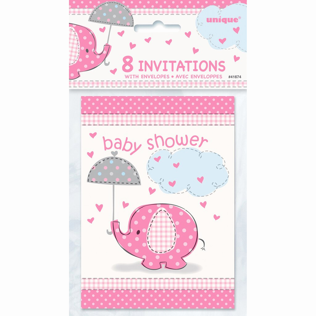 Elephant Baby Shower Invitation Templates Fresh Pink Elephant Baby Shower Invitations 8ct