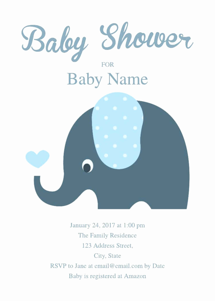 Elephant Invitation Baby Shower Elegant 16 Free Invitation Card Templates &amp; Examples Lucidpress