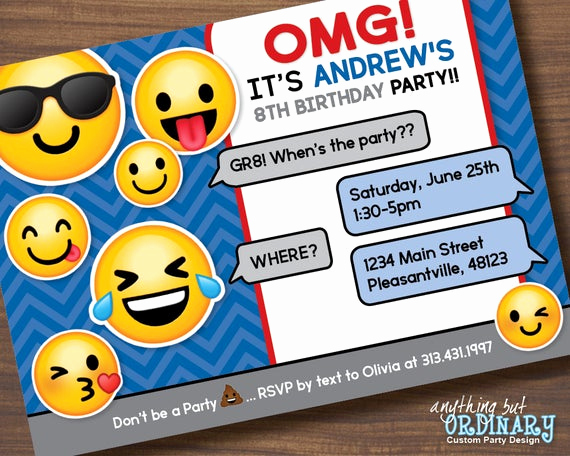 Emoji Birthday Invitation Template Beautiful Boys Emoji Invitation Printable Emoji Birthday Party