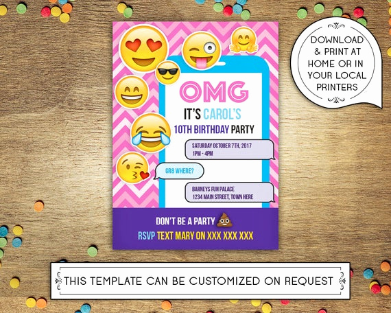 Emoji Birthday Invitation Template Best Of Diy Printable 5x7 Birthday Party Invitation Template Emoji