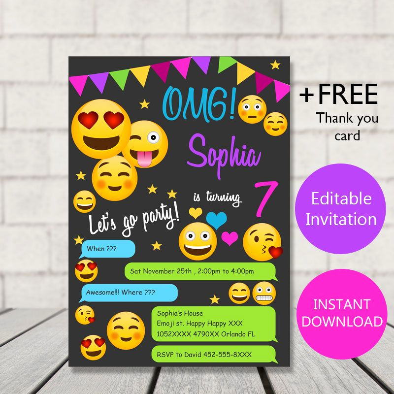 Emoji Birthday Invitation Template Free Awesome Emoji Invitation Emoji Birthday Emoji Party Invitation