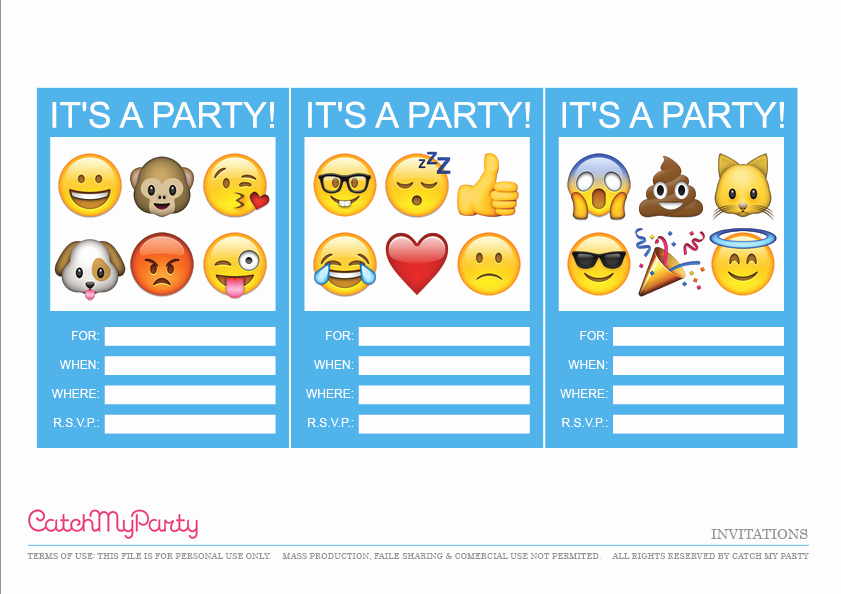 Emoji Birthday Invitation Template Free Awesome Free Emoji Party Printables