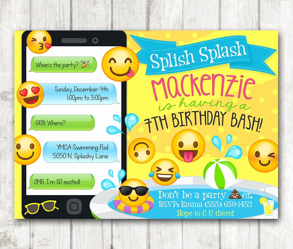 Emoji Birthday Invitation Template Free Awesome Printable Emoji Pool Party Party Invitation Swim Party Emoji