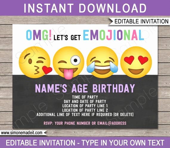 Emoji Birthday Invitation Template Free Best Of Emoji Invitation Template Emoji Birthday Party theme