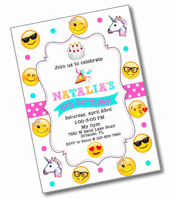 Emoji Birthday Invitation Template Free Fresh Glitter Bow Emoji Birthday Party Invitation Emoji