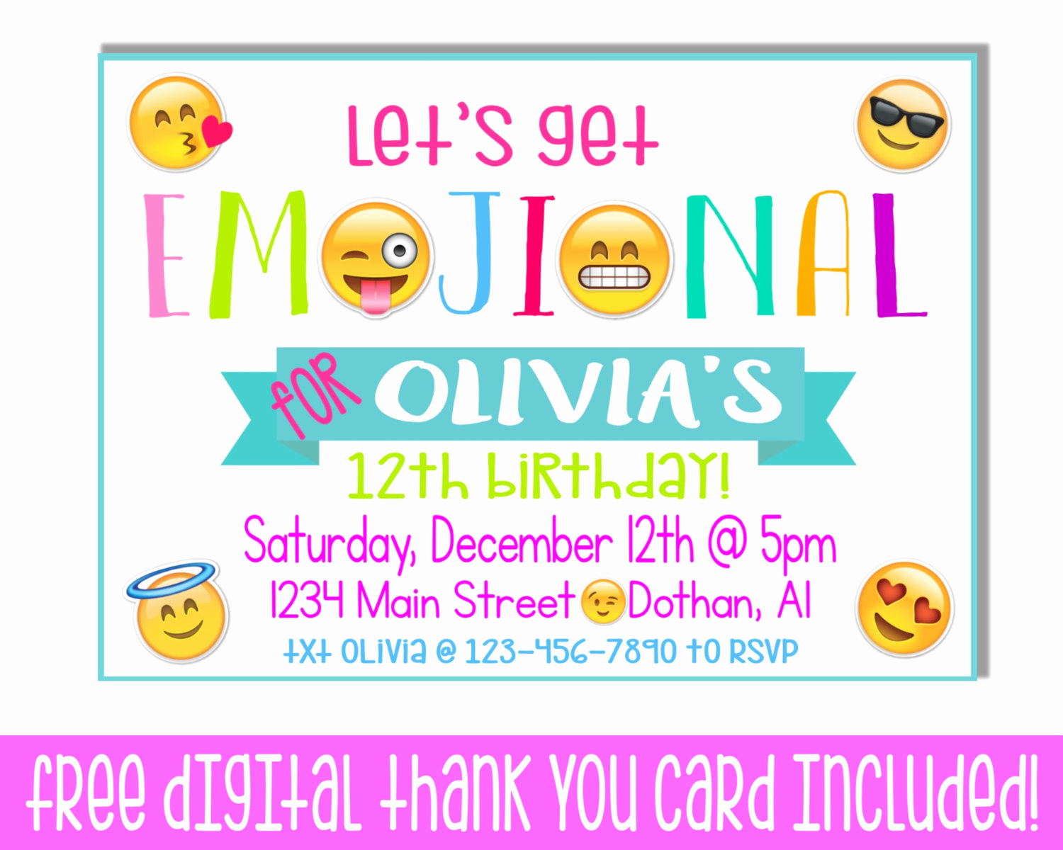 Emoji Birthday Invitation Template Free Inspirational Tween Anniversaire Invitation Anniversaire Emoji Par