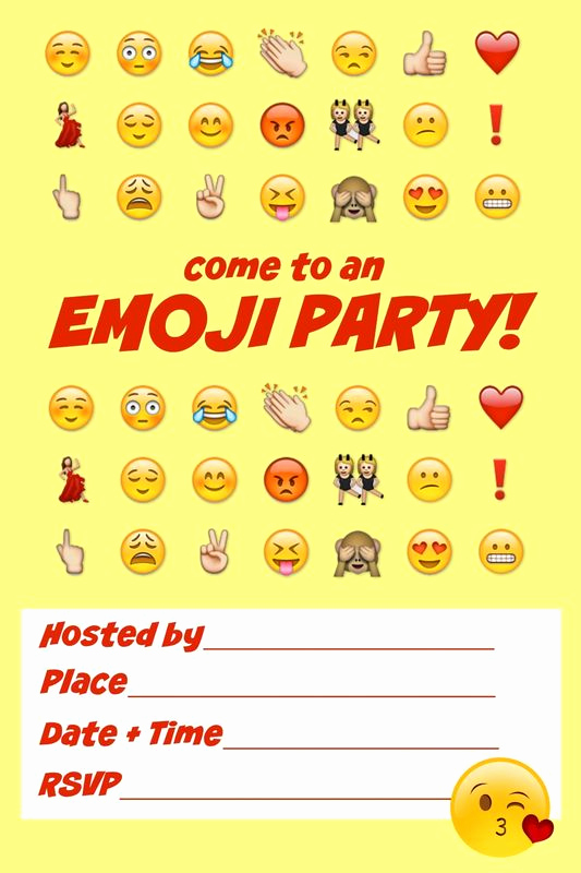 Emoji Birthday Invitation Template Free New Emoji Birthday Invitations Blank