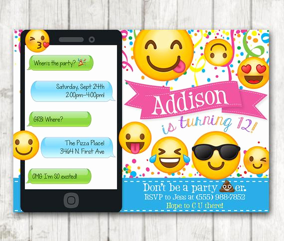 Emoji Birthday Invitation Template Free Unique Printable Emoji Birthday Party Invitation Emoji Invitations