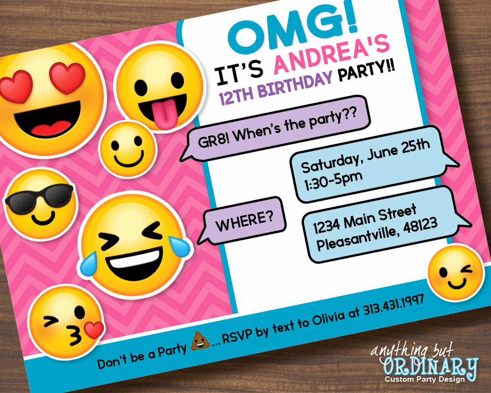 Emoji Birthday Invitation Template Free Unique Printable Emoji Birthday Party Invite Girl S Emoji
