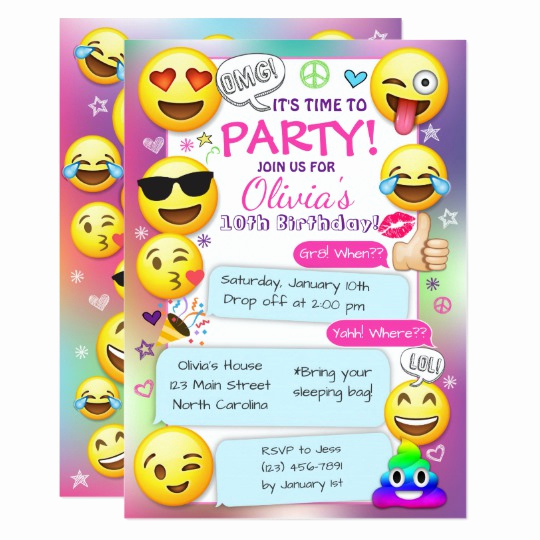 Emoji Birthday Invitation Template Inspirational Emoji Birthday Party Invitations Girl Emoji Party Card